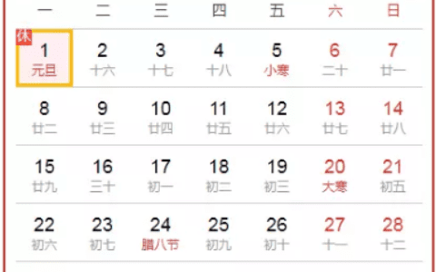 2018年1月份全熱點日歷，及相應(yīng)攻略